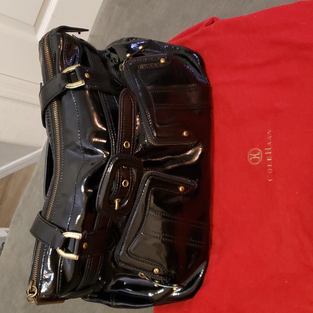 Cole Haan black patent handbag